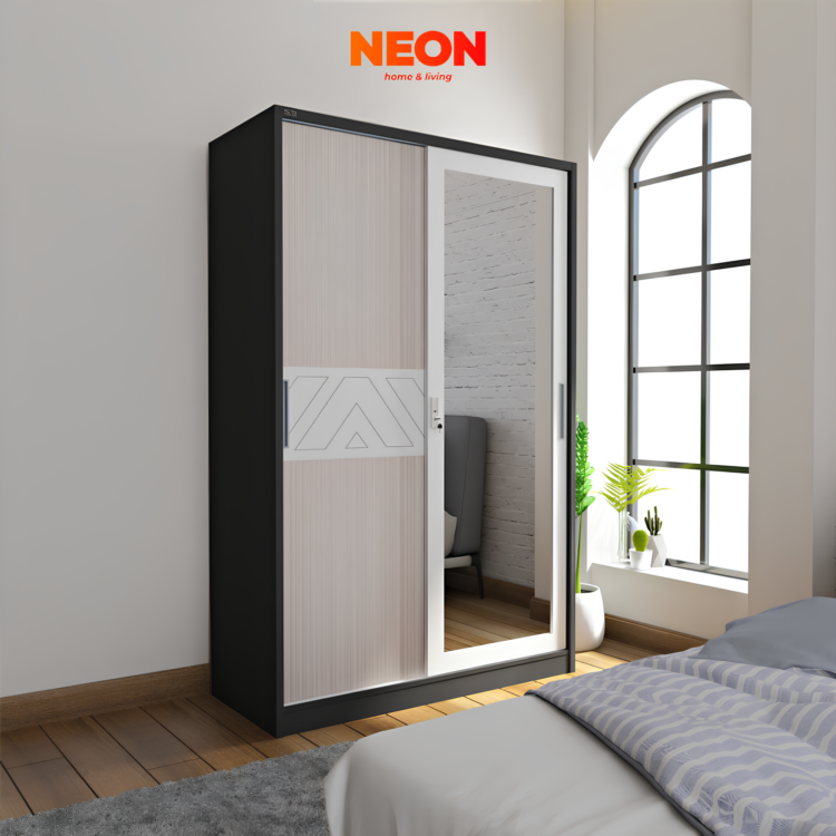 Lemari Pakaian Besi Reno Sliding Tebal 0,8MM Minimalis