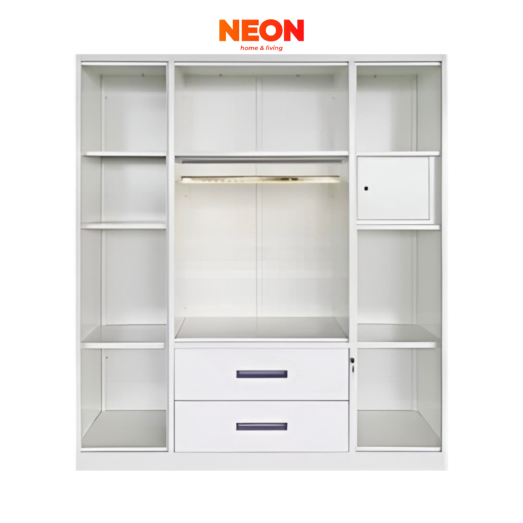 Lemari Pakaian Besi Sakura | Lemari Baju 4 Pintu LED Minimalis - Image 2