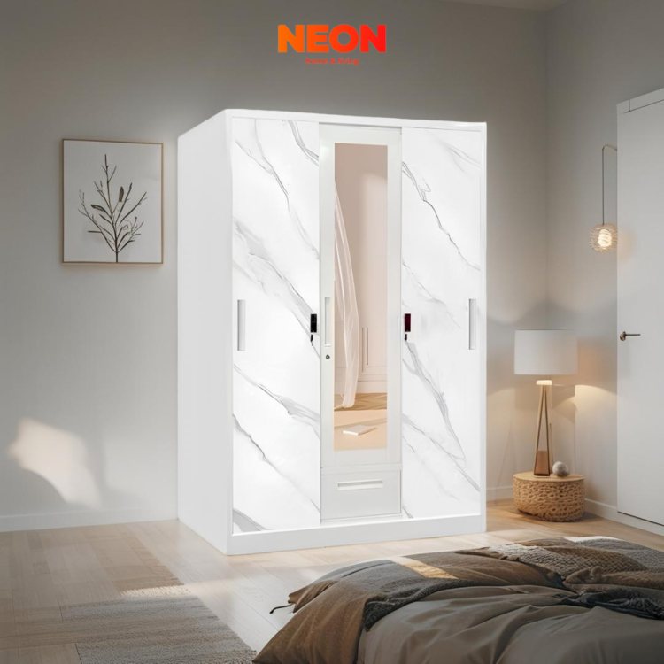 Lemari Pakaian Besi Rendi Sliding 3 Pintu Minimalis