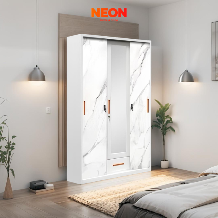 Lemari Pakaian Besi Rika Sliding 3 Pintu Minimalis