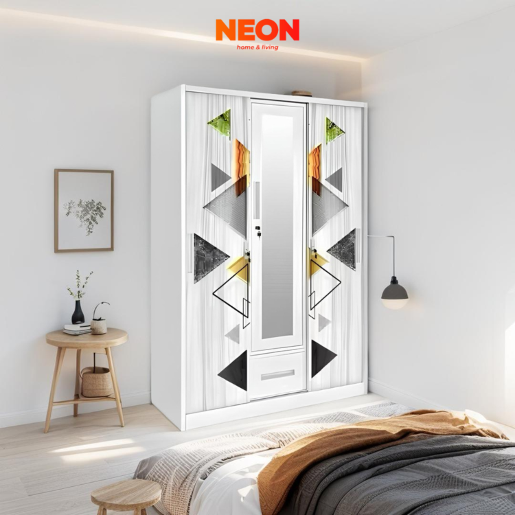 Lemari Pakaian Besi Nomi Sliding 3 Pintu Minimalis