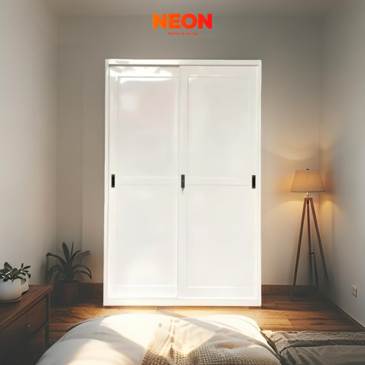Lemari Pakaian Besi Mimi Sliding Putih 2 Pintu