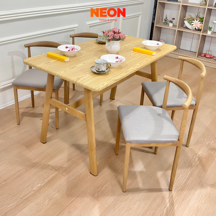 Meja Makan Besi Domi 4 Kursi Motif Kayu Minimalis - Image 3