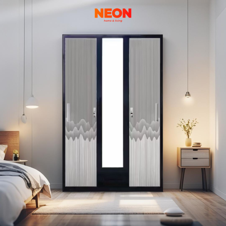 Lemari Pakaian Besi Glasen Sliding 3 Pintu