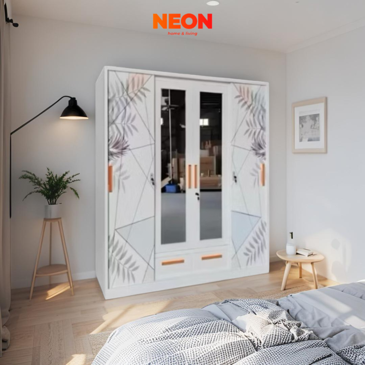 Lemari Pakaian Besi Haroko Sliding 4 Pintu Minimalis