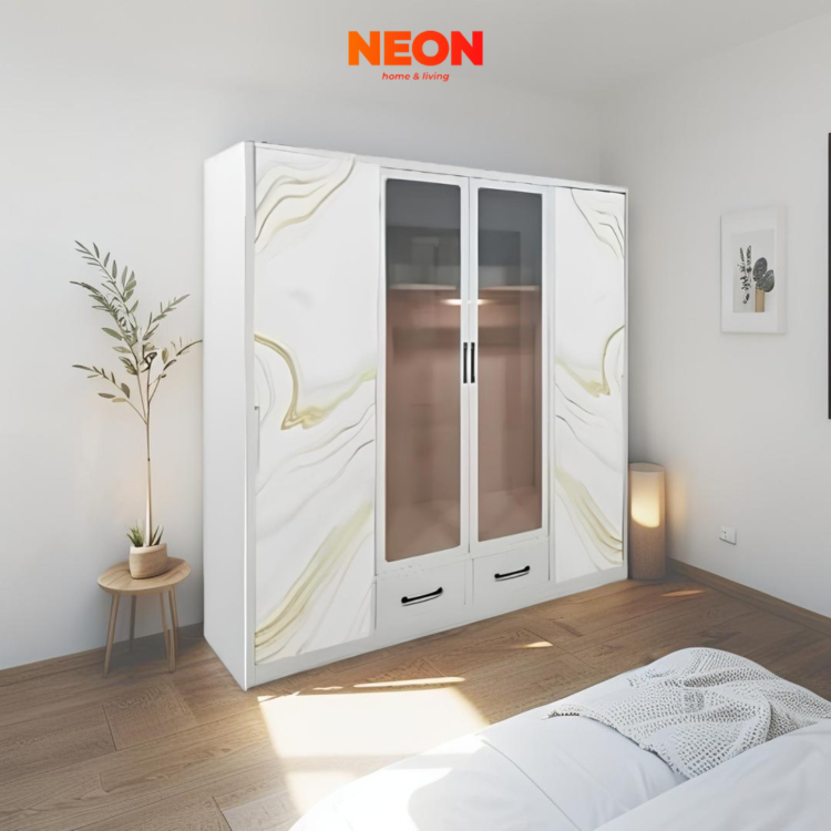 Lemari Pakaian Besi Sandra 5 Pintu Swing dan Lampu