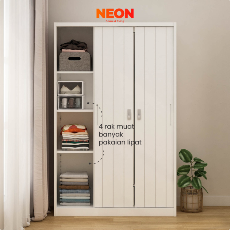Lemari Pakaian Besi Saxon Sliding 3 Pintu Minimalis - Image 3