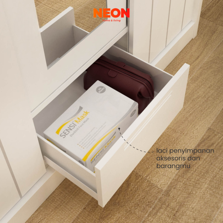 Lemari Pakaian Besi Saxon Sliding 3 Pintu Minimalis - Image 5