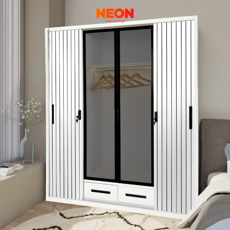 Lemari Pakaian Besi Renata Sliding 4 Pintu Minimalis